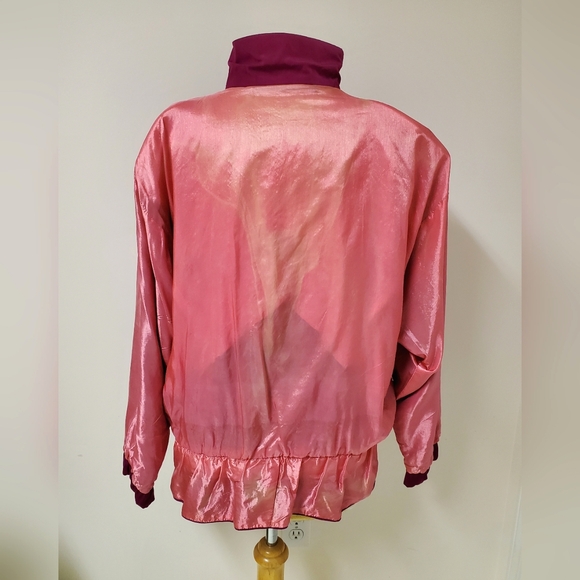 Vintage 80s Magenta Patchwork Bomber Jacket - Picture 8 of 10